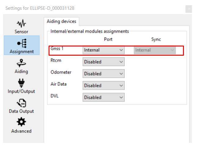 Aiding Assignment Internal GNSS