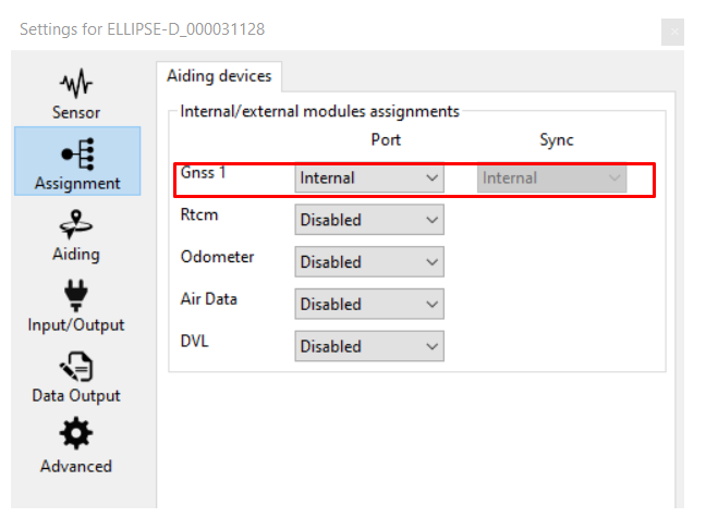 Internal Gnss Configuration