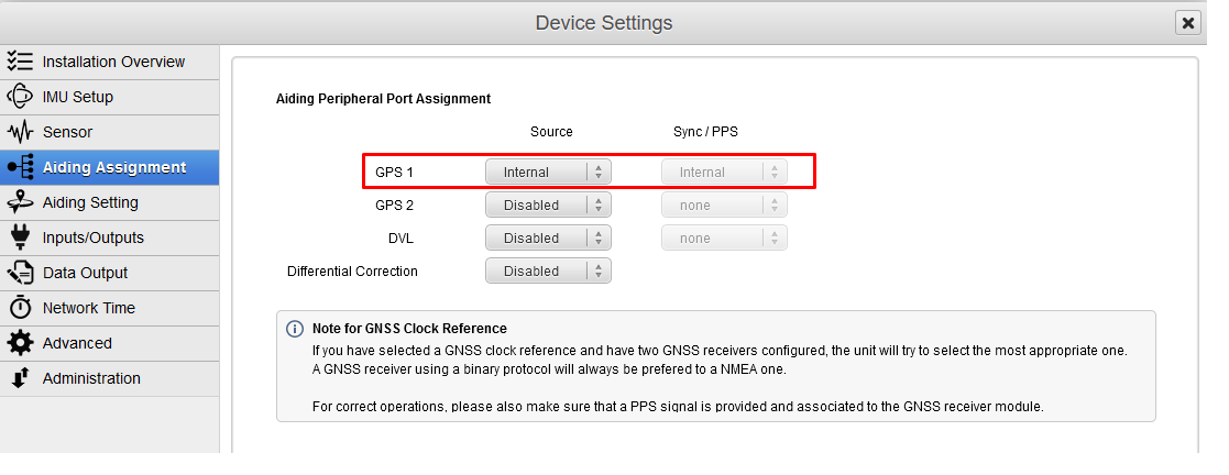 HPI GNSS aiding assignment