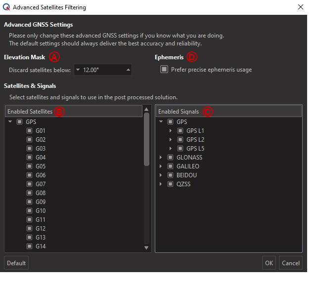 Advanced GNSS setting